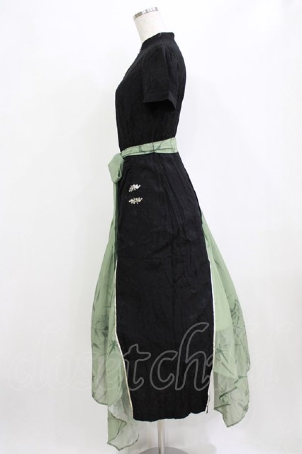 画像2: Luna's Journey（海外ロリータブランド） / チャイナ風ワンピース S ブラック/グリーン H-26-02-04-018-PU-OP-NS-ZH (2)