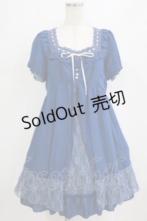 画像: axes femme / はしごレースワンピース M ブルー H-26-02-04-023-AX-OP-NS-ZH