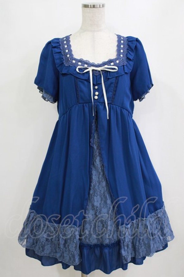 画像1: axes femme / はしごレースワンピース M ブルー H-26-02-04-023-AX-OP-NS-ZH (1)