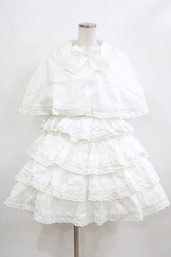 画像1: 苺睡醒（海外ロリータブランド） / ケープ付きワンピース XL オフ/サックス H-26-02-05-1001-PU-OP-NS-ZH (1)
