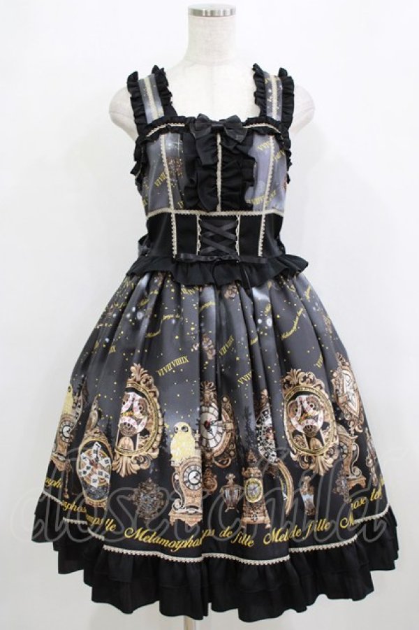 画像1: metamorphose / Clock Forest Night フリルジャンパースカート サイズ1 グレイッシュナイト(Grayish Night) H-26-02-05-1003-ME-OP-NS-ZH (1)