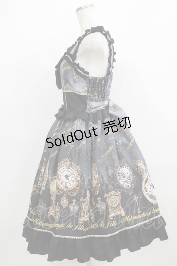 画像2: metamorphose / Clock Forest Night フリルジャンパースカート サイズ1 グレイッシュナイト(Grayish Night) H-26-02-05-1003-ME-OP-NS-ZH (2)