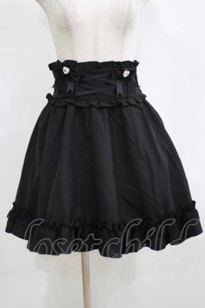 画像: DearMyLove / ハートビジューリボンレースアップフリルスカート 3L ブラック H-26-02-05-1029-EL-SK-NS-ZH