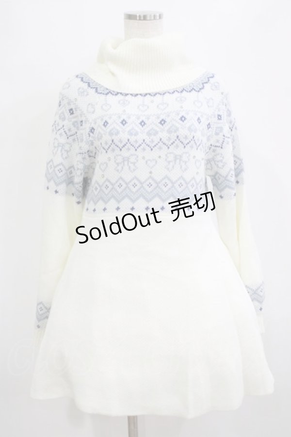 画像1: evelyn / フェアアイルニットワンピース Free オフ/サックス H-26-02-05-1030-LO-OP-NS-ZH (1)