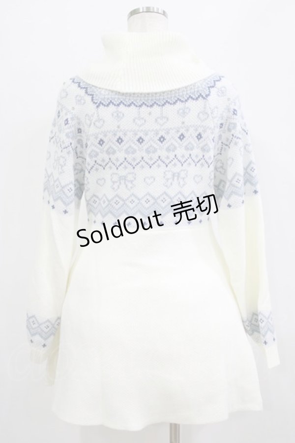 画像3: evelyn / フェアアイルニットワンピース Free オフ/サックス H-26-02-05-1030-LO-OP-NS-ZH (3)