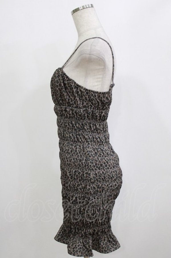 画像2: Bubbles / ギャザーシャギーワンピース M レオパード/ブラック H-26-02-05-1033-CA-OP-NS-ZH (2)