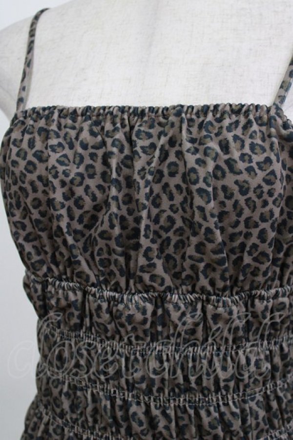 画像4: Bubbles / ギャザーシャギーワンピース M レオパード/ブラック H-26-02-05-1033-CA-OP-NS-ZH (4)