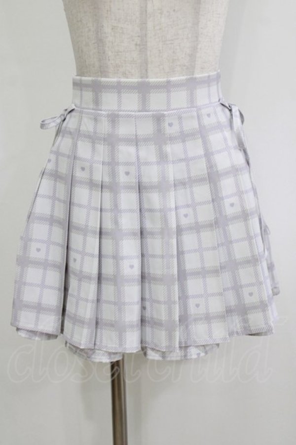 画像1: pium / piumハートチェックサイドリボンプリーツスカート Free グレー H-26-02-05-1035-0-SK-NS-ZH (1)