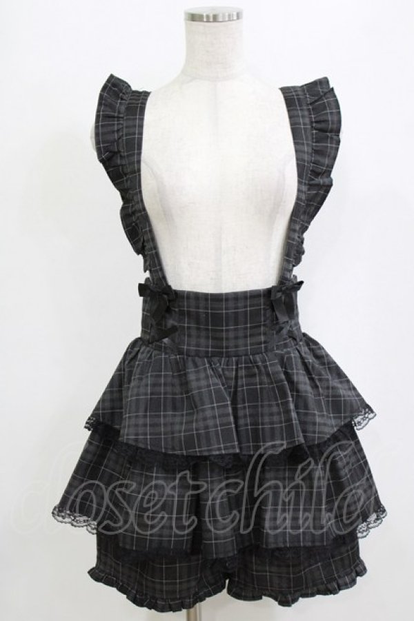 画像1: Ank Rouge / サス付きティアードスカパン M ブラック H-26-02-05-1037-CA-SK-NS-ZH (1)