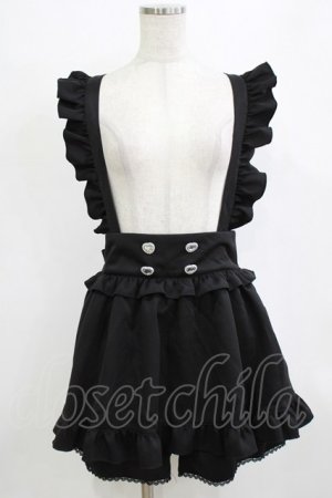 画像: DearMyLove / ハートビジューフリルキュロット 3L ブラック H-26-02-05-1038-EL-SK-NS-ZH