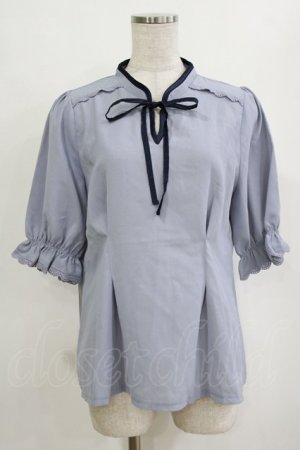 画像: axes femme POETIQUE / マオカラーリボンブラウス M サックス H-26-02-05-1045-AX-BL-NS-ZH