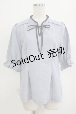 画像: axes femme POETIQUE / マオカラーリボンブラウス M サックス H-26-02-05-1045-AX-BL-NS-ZH