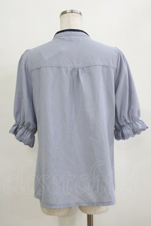 画像3: axes femme POETIQUE / マオカラーリボンブラウス M サックス H-26-02-05-1045-AX-BL-NS-ZH (3)