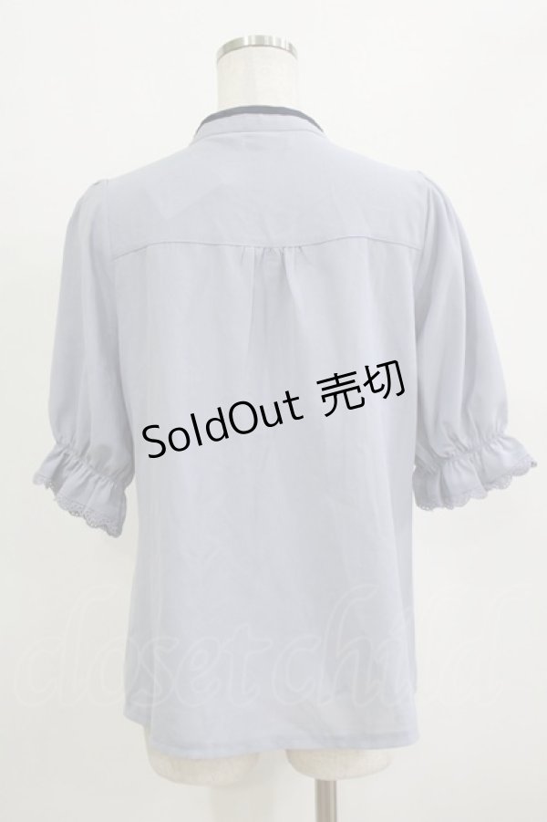 画像3: axes femme POETIQUE / マオカラーリボンブラウス M サックス H-26-02-05-1045-AX-BL-NS-ZH (3)