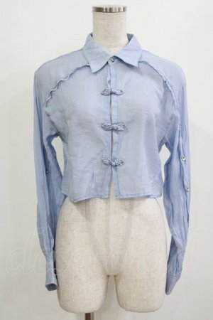 画像: axes femme POETIQUE / チャイナボタンシアーシャツ M サックス H-26-02-05-1046-AX-BL-NS-ZH