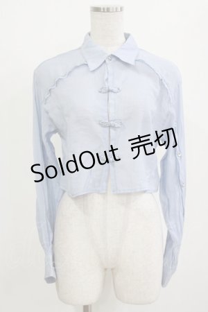 画像: axes femme POETIQUE / チャイナボタンシアーシャツ M サックス H-26-02-05-1046-AX-BL-NS-ZH