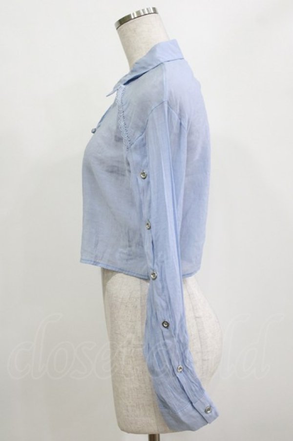 画像2: axes femme POETIQUE / チャイナボタンシアーシャツ M サックス H-26-02-05-1046-AX-BL-NS-ZH (2)