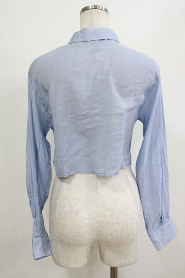 画像3: axes femme POETIQUE / チャイナボタンシアーシャツ M サックス H-26-02-05-1046-AX-BL-NS-ZH (3)