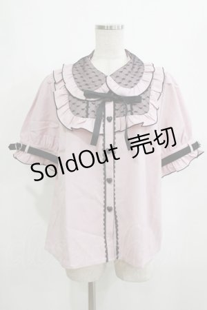 画像: DearMyLove / ハートドットチュール重ねバックルブラウス 3L ピンク H-26-02-05-1050-EL-BL-NS-ZH