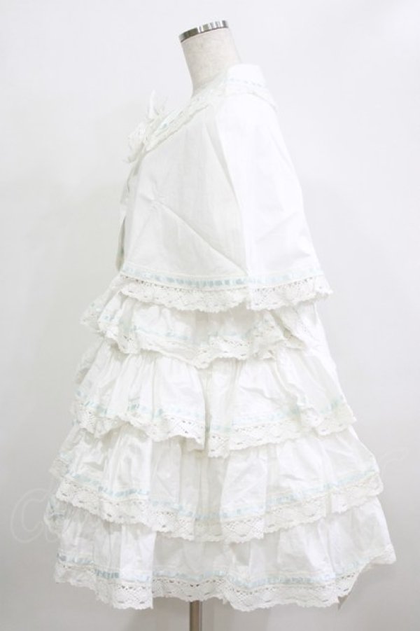 画像2: 苺睡醒（海外ロリータブランド） / ケープ付きワンピース XL オフ/サックス H-26-02-05-1001-PU-OP-NS-ZH (2)
