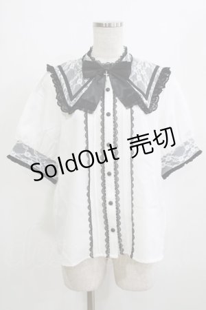 画像: DearMyLove / 十字架リボンセーラーレース襟ブラウス LL オフ/ブラック H-26-02-05-1052-EL-TO-NS-ZH