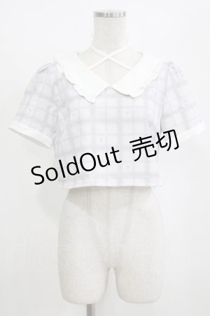 画像: pium / piumハートチェックフリルカラートップス Free グレー H-26-02-05-1058-0-TO-NS-ZH