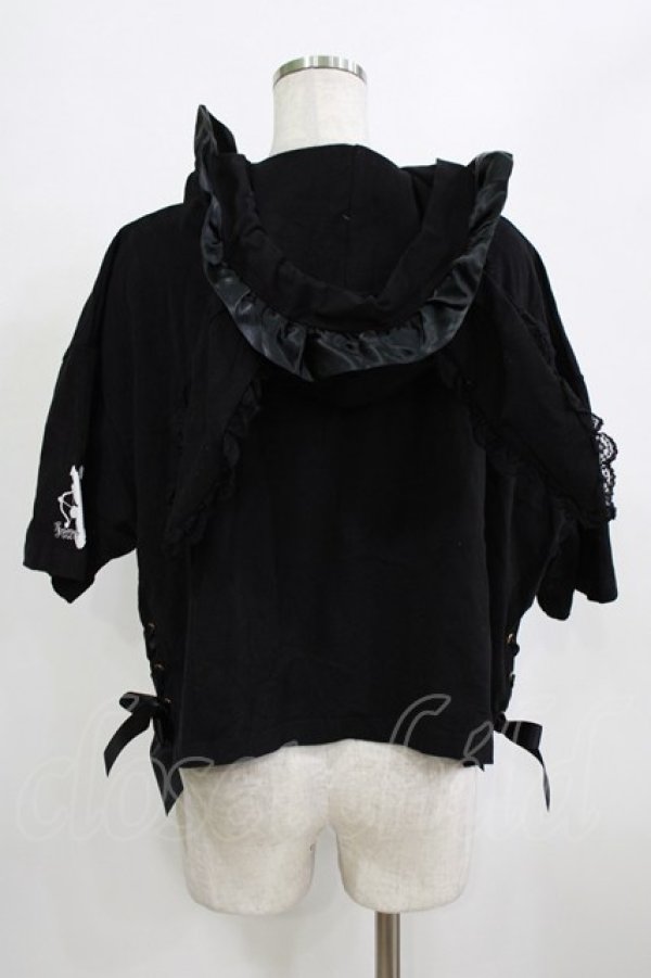 画像3: Secret Honey / シルエットプリントうさ耳フード付Tシャツ Free ブラック H-26-02-05-1061-CA-TS-NS-ZH (3)