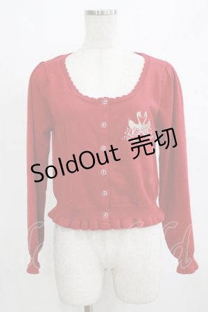 画像: metamorphose / スワン刺繍入りフリルカーディガン Free えんじ系 H-26-02-05-1062-ME-TO-NS-ZH