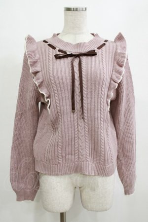 画像: axes femme / バイカラーフリルニットプルオーバー M ピンク H-26-02-05-1063-AX-TO-NS-ZH