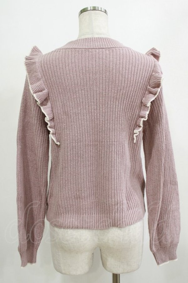 画像3: axes femme / バイカラーフリルニットプルオーバー M ピンク H-26-02-05-1063-AX-TO-NS-ZH (3)