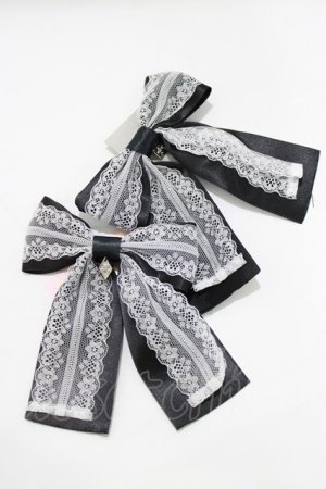 画像: metamorphose / Lacyリボンクリップ  ブラック H-26-02-05-1072-ME-AC-NS-ZH