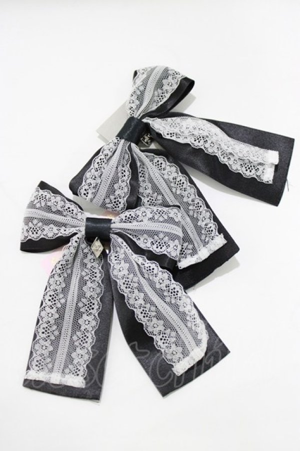 画像1: metamorphose / Lacyリボンクリップ  ブラック H-26-02-05-1072-ME-AC-NS-ZH (1)