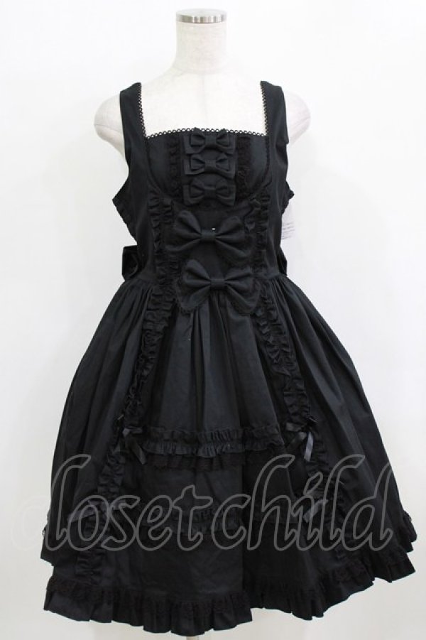 画像1: metamorphose / フロントあきフリルジャンパースカート サイズ1 ブラック H-26-02-05-1007-ME-OP-NS-ZH (1)