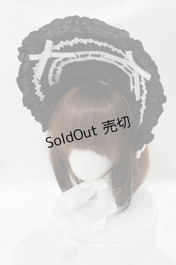 画像1: MQ（海外ロリータブランド） / Labirinthe Doll 2.0ボンネット  ブラック H-26-02-05-1080-PU-AC-NS-ZH (1)