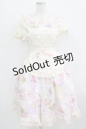 画像: 猫 可（海外ロリータブランド） / ワンピース+ボンネット M アイボリー/ピンク H-26-02-05-1013-PU-OP-NS-ZH