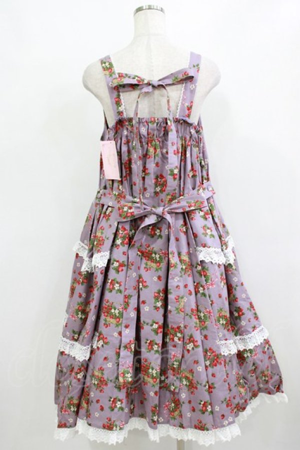画像3: metamorphose / 【プラスサイズ】Strawberry Basket フロントボタンリボンジャンパースカート プラスサイズ ラベンダー H-26-02-05-1015-ME-OP-NS-ZH (3)