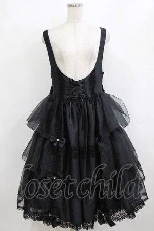 画像: metamorphose / 【プラスサイズ】Mellifluous フロントあきフリルジャンパースカート プラスサイズ ブラック H-26-02-05-1016-ME-OP-NS-ZH