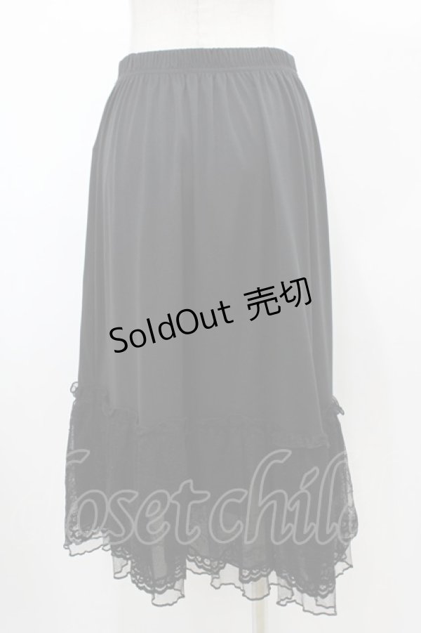画像2: axes femme / 繊細レースミディ丈ペチスカート M ブラック H-26-02-06-035-AX-SK-NS-ZH (2)