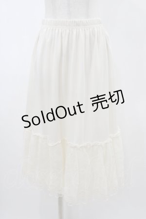 画像: axes femme / 繊細レースミディ丈ペチスカート M オフ H-26-02-06-036-AX-SK-NS-ZH