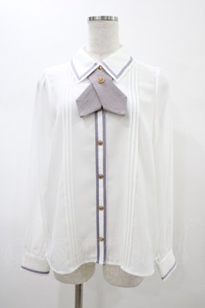 画像: Amavel / Message Stripeクロスタイシャツブラウス Free オフ H-26-02-06-040-CA-BL-NS-ZH