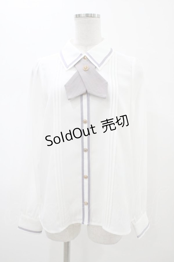 画像1: Amavel / Message Stripeクロスタイシャツブラウス Free オフ H-26-02-06-040-CA-BL-NS-ZH (1)