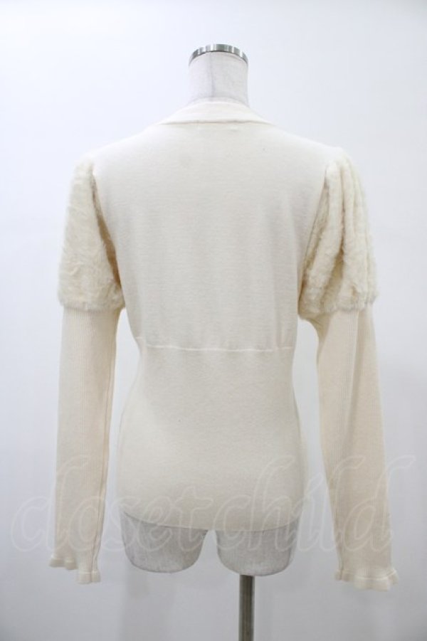 画像2: Kurumi Collaboration / 袖フェザーニットプルオーバー L オフ H-26-02-06-043-0-TO-NS-ZH (2)