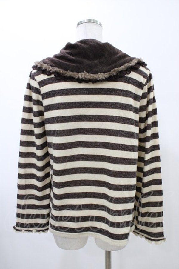 画像2: axes femme / ボーダーニットプルオーバー M ブラウン H-26-02-06-052-AX-TO-NS-ZH (2)