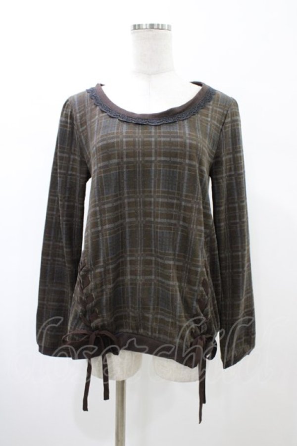 画像1: axes femme / ダブルスピンドルチェックトップス M ブラウン H-26-02-06-054-AX-TO-NS-ZH (1)