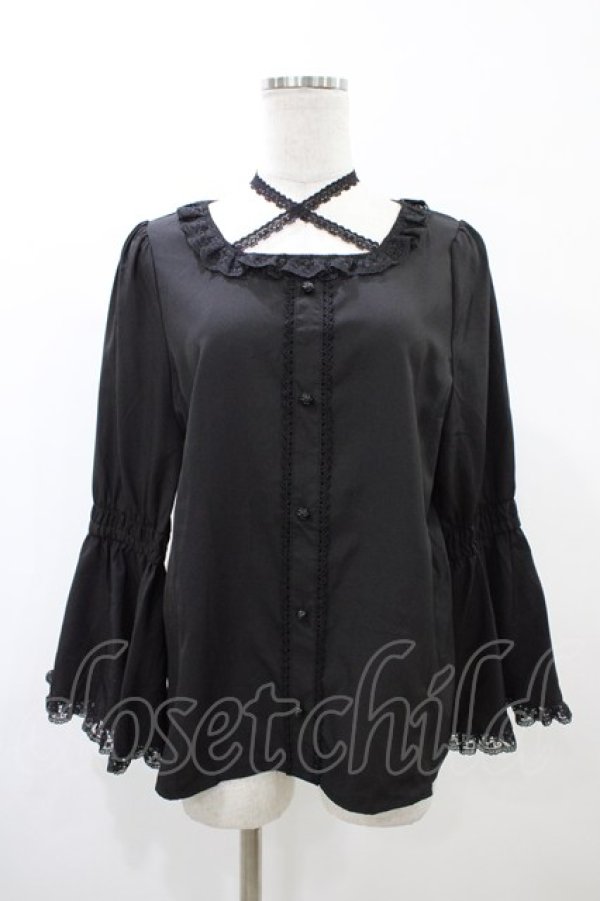 画像1: Alice Mashiro / 眞白ありす/姫袖ブラウス L ブラック H-26-02-06-055-0-BL-NS-ZH (1)