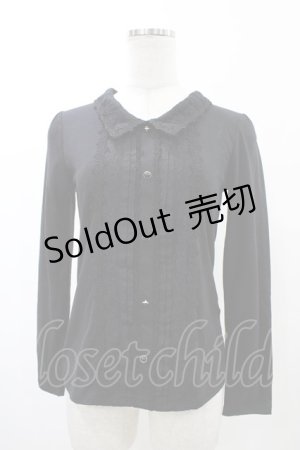 画像: axes femme / ブローチ付きブラウス風プルオーバー M ブラック H-26-02-06-056-AX-TO-NS-ZH