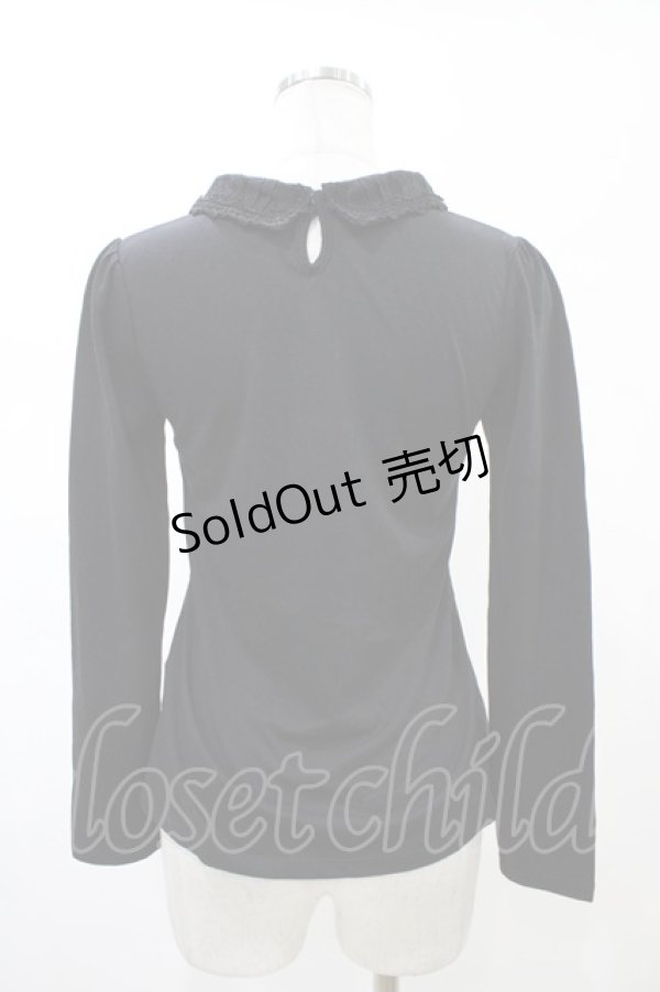 画像2: axes femme / ブローチ付きブラウス風プルオーバー M ブラック H-26-02-06-056-AX-TO-NS-ZH (2)