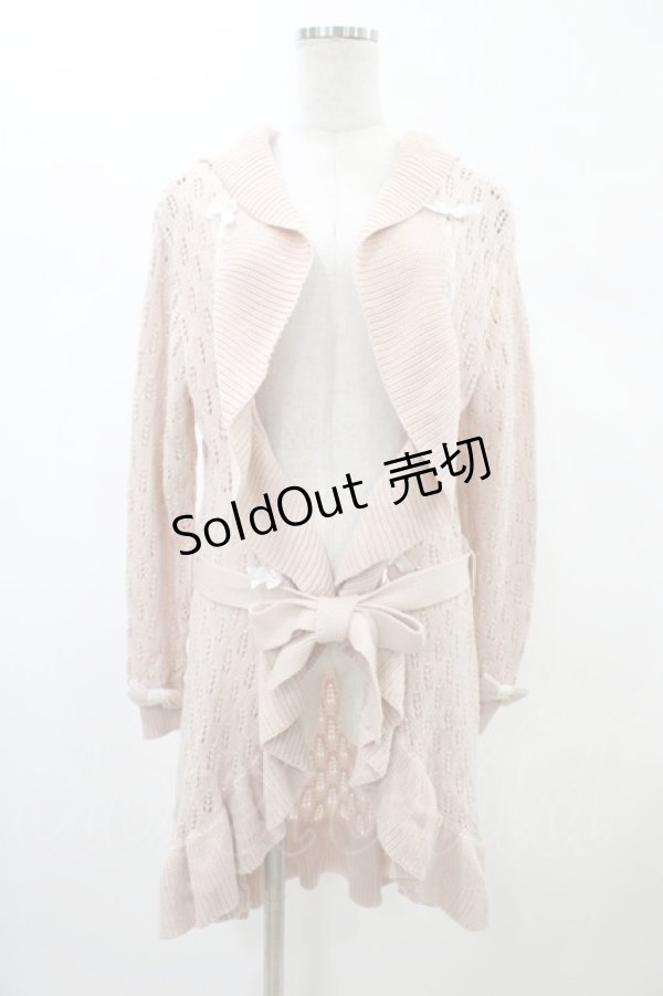 画像1: LIZ LISA / はしごリボンニットガウン Free ピンク H-26-02-06-060-LO-TO-NS-ZH (1)