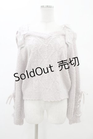 画像: LIZ LISA / リボンストラップニットトップス Free ラベンダー H-26-02-06-062-LO-TO-NS-ZH