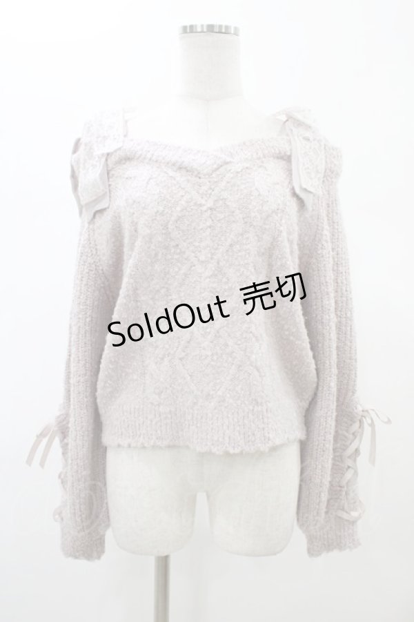 画像1: LIZ LISA / リボンストラップニットトップス Free ラベンダー H-26-02-06-062-LO-TO-NS-ZH (1)